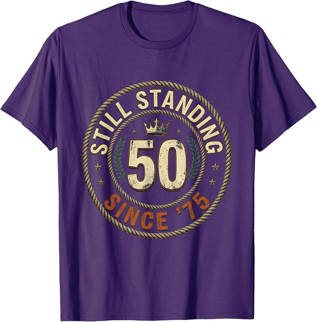 Still Standing Since '75 Vintage Badge Design T-Shirt - Purple