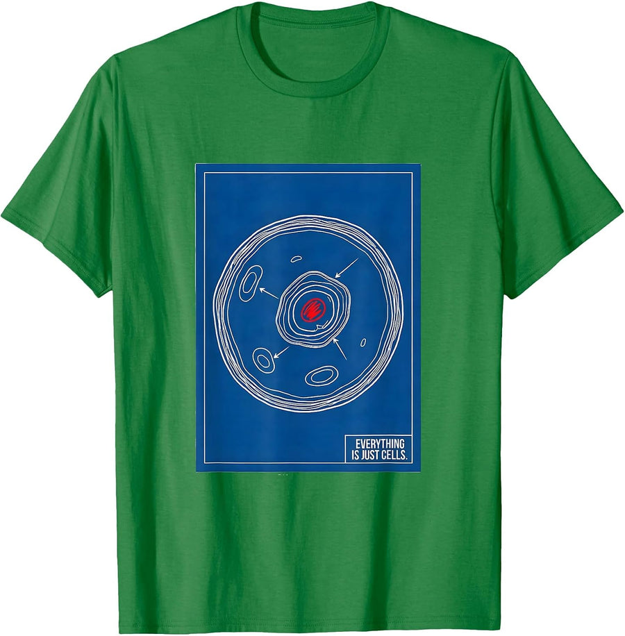 Men's Everything Is Just Cells Technical Blueprint Biology Teacher T-Shirt - Kelly Green