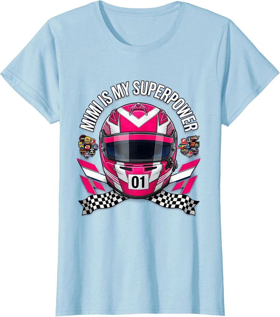 Women's Mimi Is My Superpower Grandmother Design T-Shirt - Baby Blue