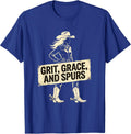 Grit Grace and Spurs Cowboy Design T-Shirt - Royal Blue