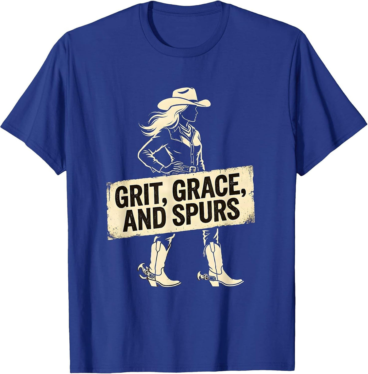 Grit Grace and Spurs Cowboy Design T-Shirt - Royal Blue