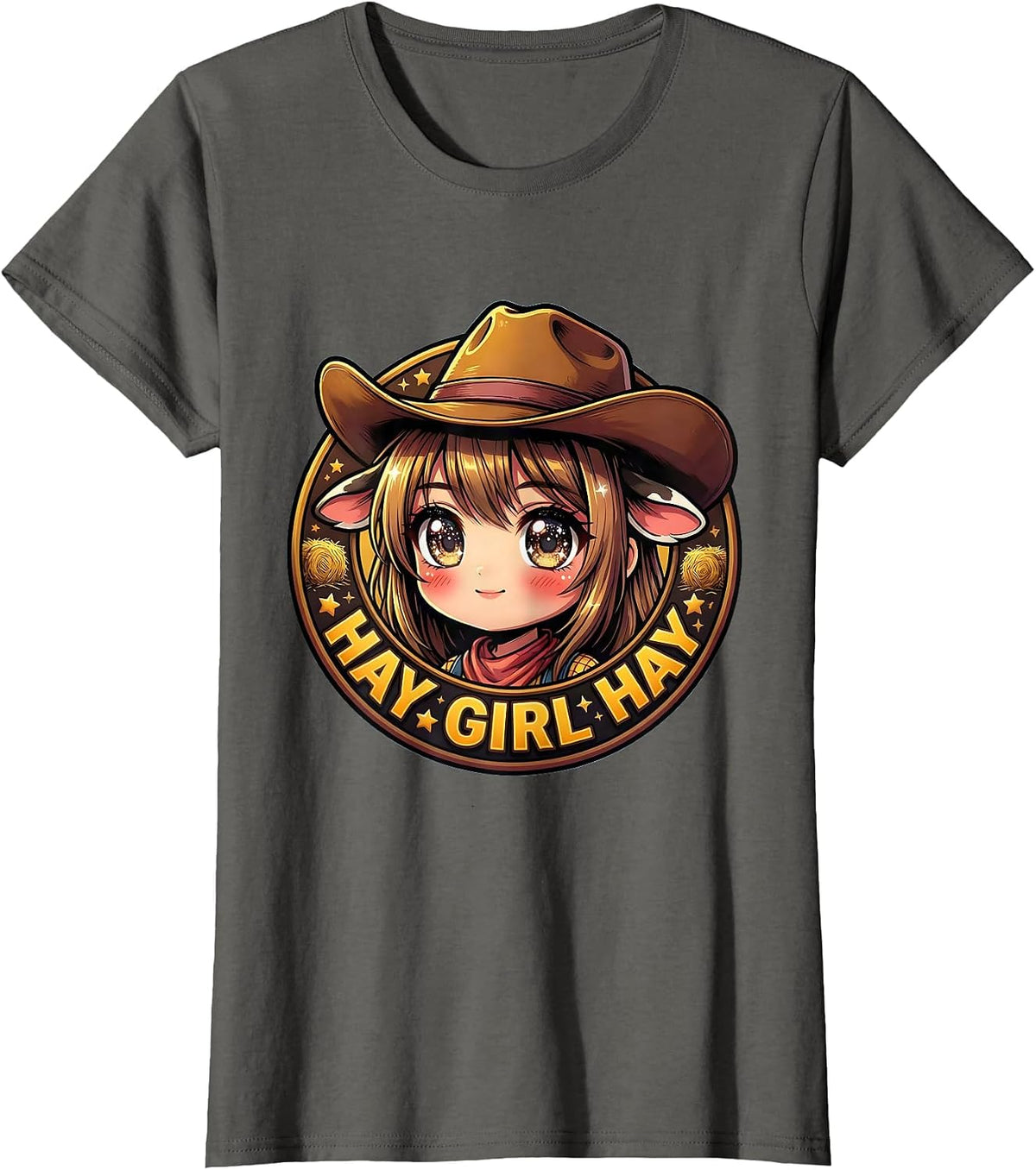 Women's Hay Girl Hay Cowgirl Western Design T-Shirt - Asphalt Grey