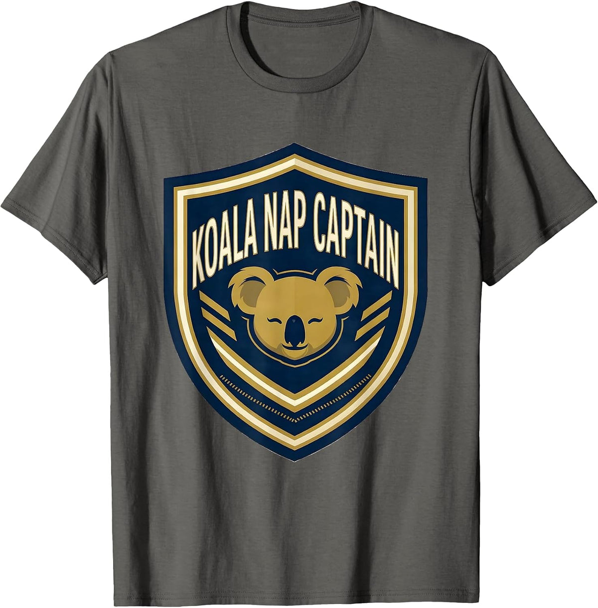 Men's Koala Nap Captain Cute Animal Sleepwear Novelty Loungewear T-Shirt - Asphalt Grey
