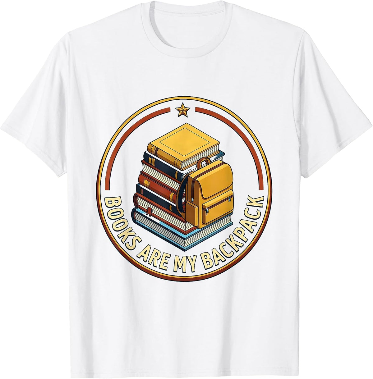 Men's Books Are My Backpack Back to School Design T-Shirt - White