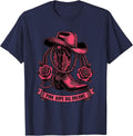 Pink Rope Big Dreams Cowgirl Design T-Shirt - Navy Blue