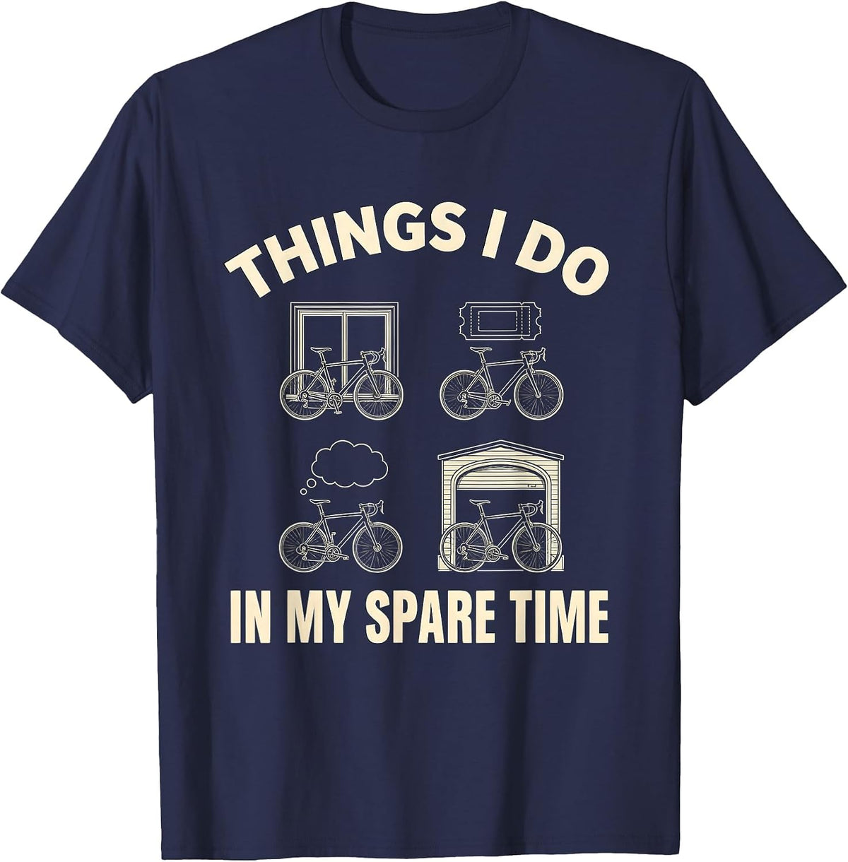 Things I Do In My Spare Time Funny Biker Motorcycle Cycling T-Shirt - Navy Blue