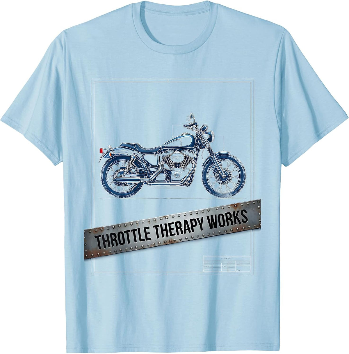 Men's Throttle Therapy Works Motorcycle Design T-Shirt - Baby Blue