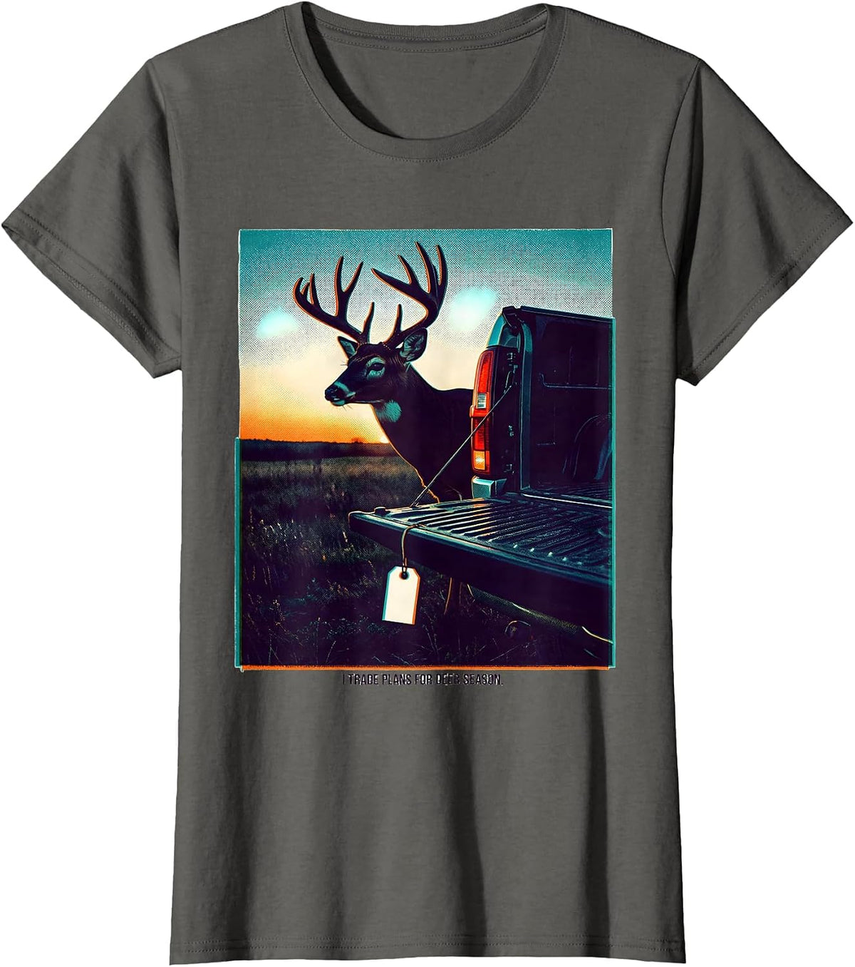 Women's I Trade Plans For Deer Season Funny Hunting Dad Deer Hunter T-Shirt - Asphalt Grey