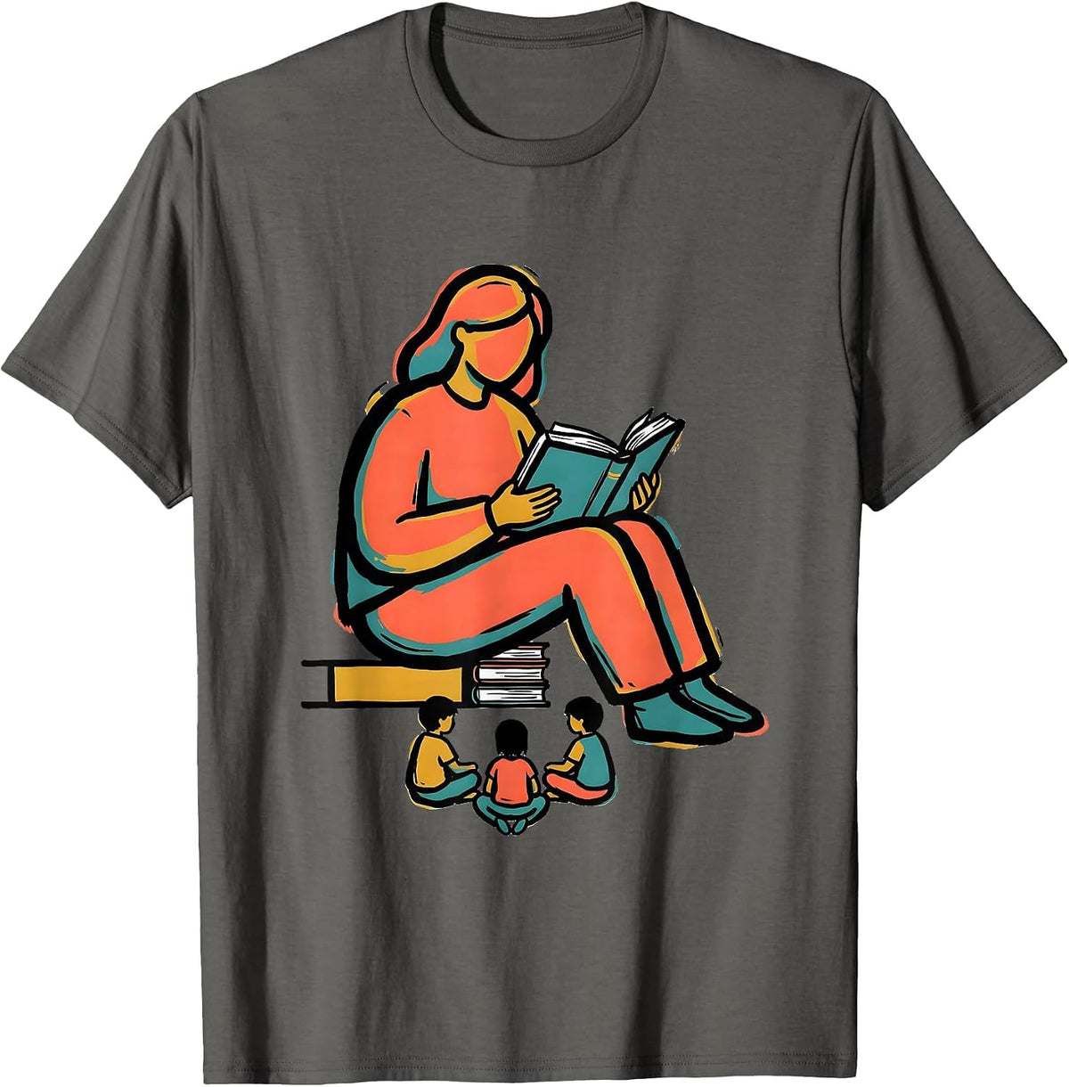 Book Host Librarian Library Day School Event T-Shirt - Asphalt Grey