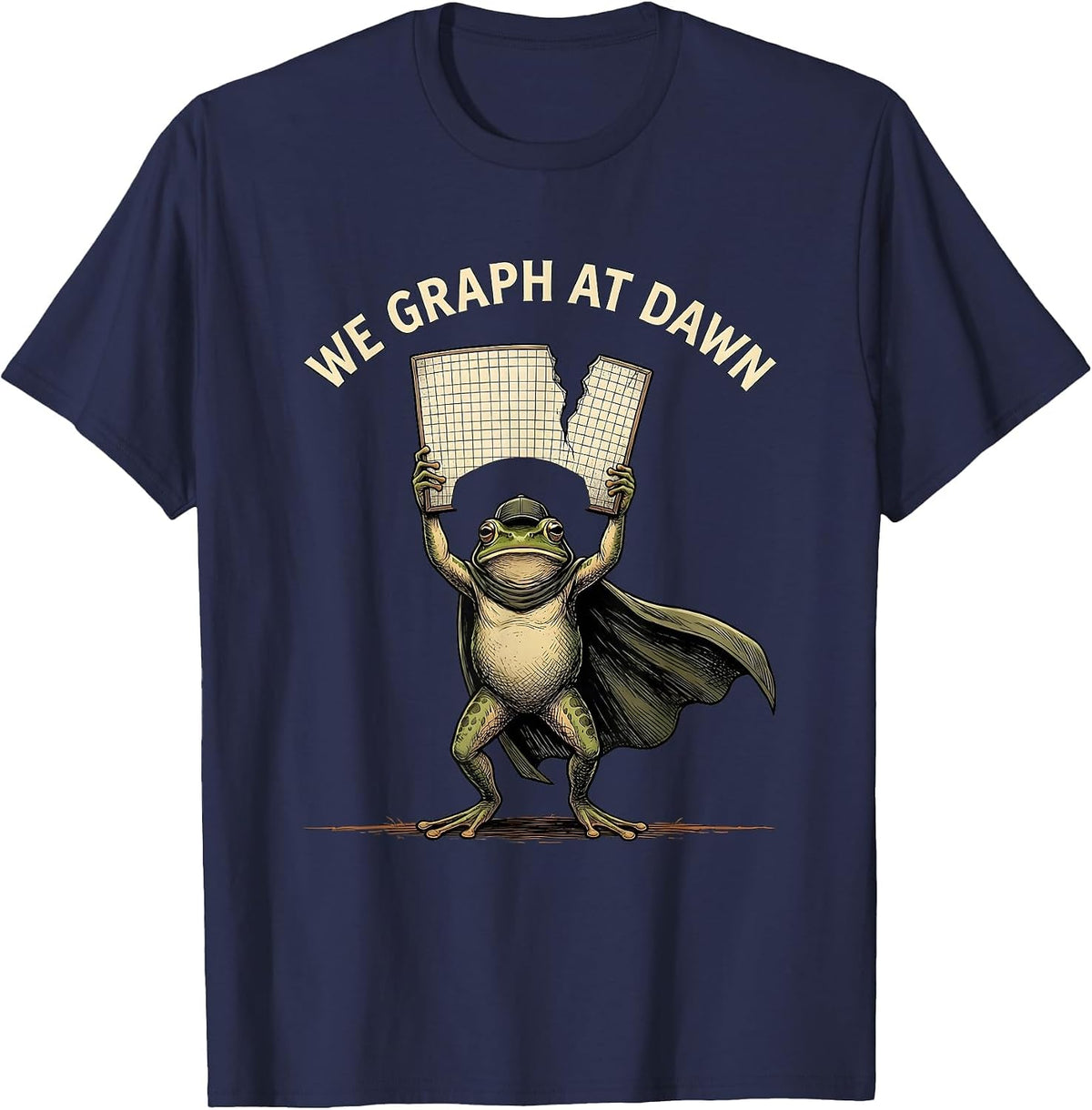 Men's We Graph At Dawn Funny Teacher Frog Back to School Math T-Shirt - Navy Blue