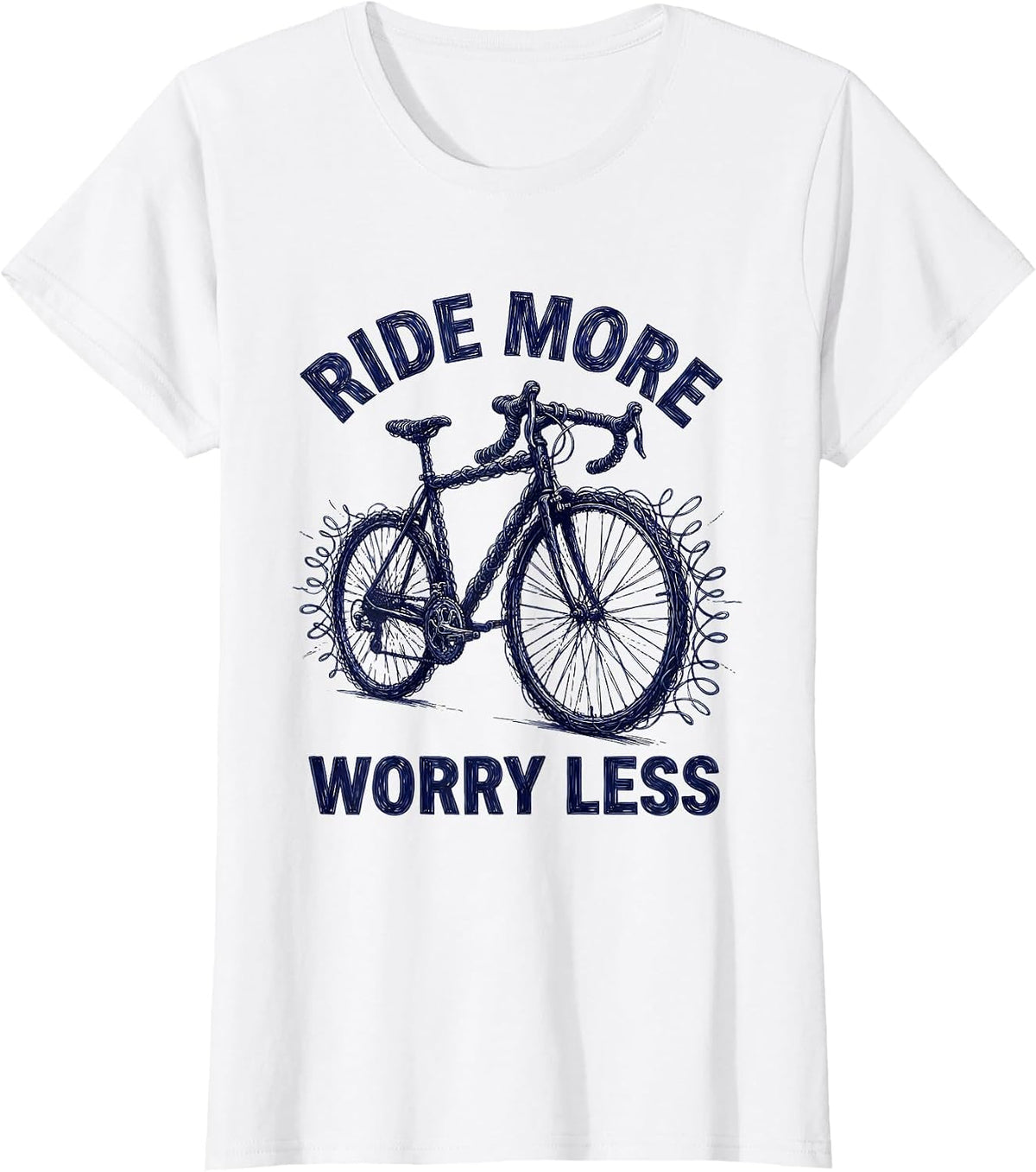 Women's Ride More Worry Less Cycling Design T-Shirt - White