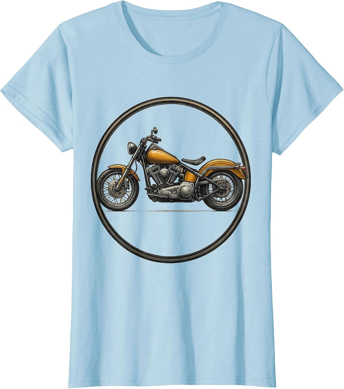 Lone Biker Desert Highway Motorcycle Graphic T-Shirt - Baby Blue