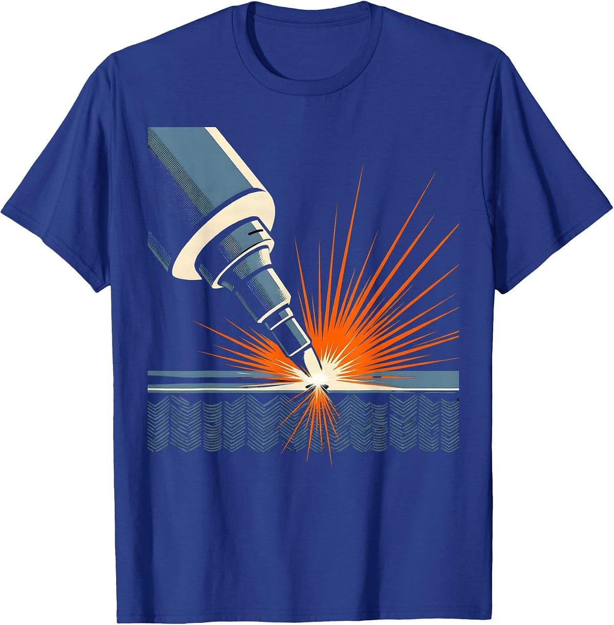 Men's Oversized MIG Welding Gun Blue Collar Humor Metal Worker T-Shirt - Royal Blue