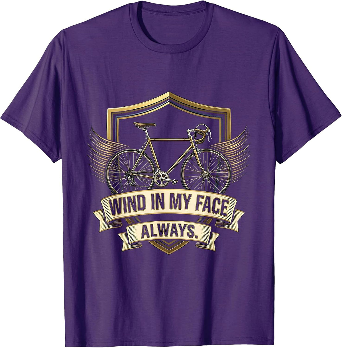 Men's Wind In My Face Always Cycling Bike Design T-Shirt - Purple