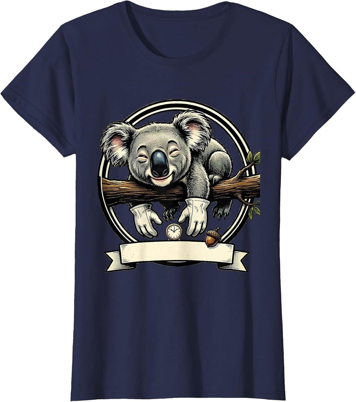 Women's Koala Bear Retro Cartoon Funny Animal Lover Gift T-Shirt - Navy Blue