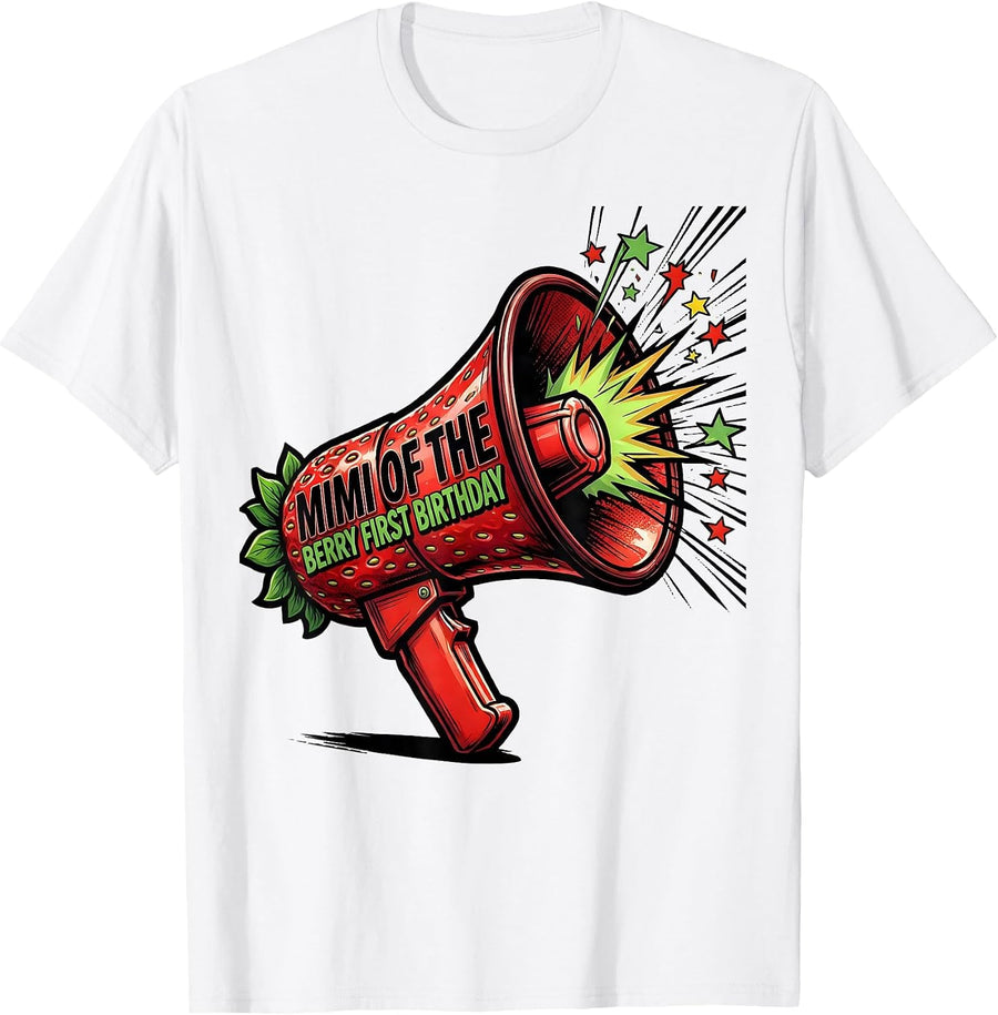 Men's Mimi Of The Berry First Birthday Comic Book Strawberry Party T-Shirt - White