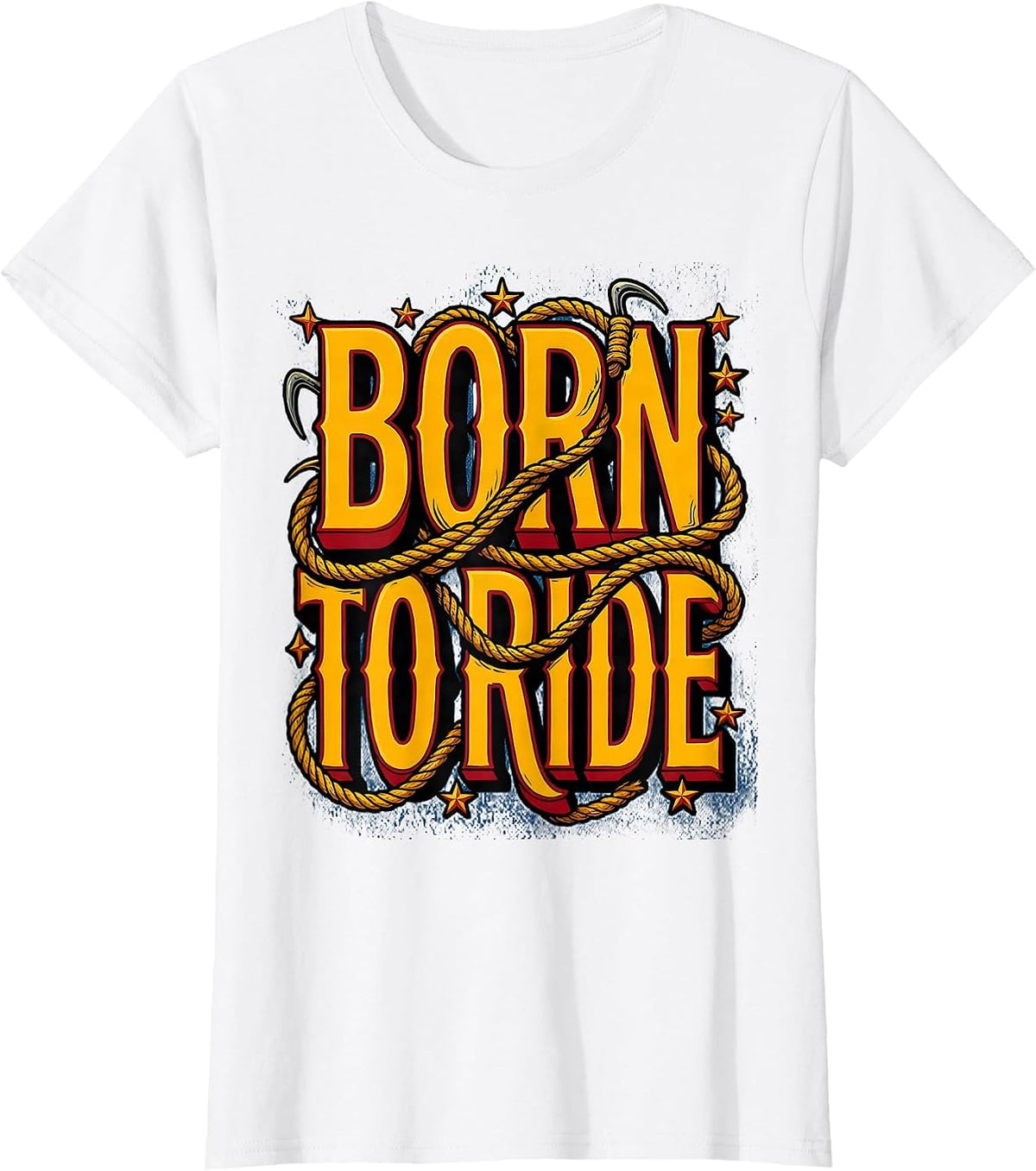 Born to Ride Cowgirl Western Design T-Shirt - White
