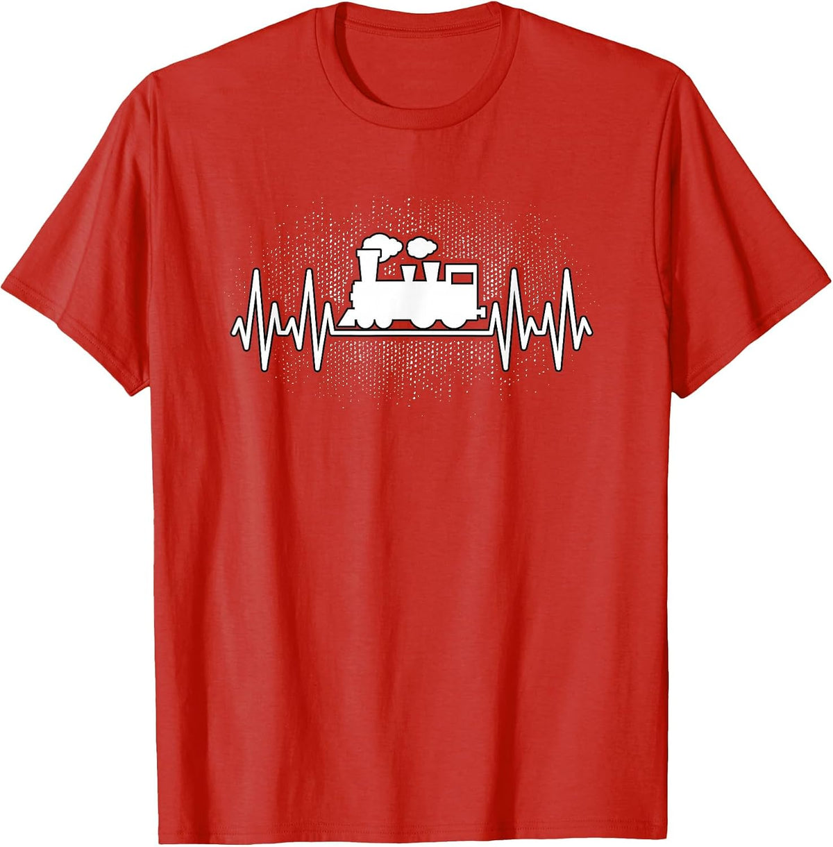 Train Heartbeat Model Train Railroad Conductor Men Women T-Shirt - Red