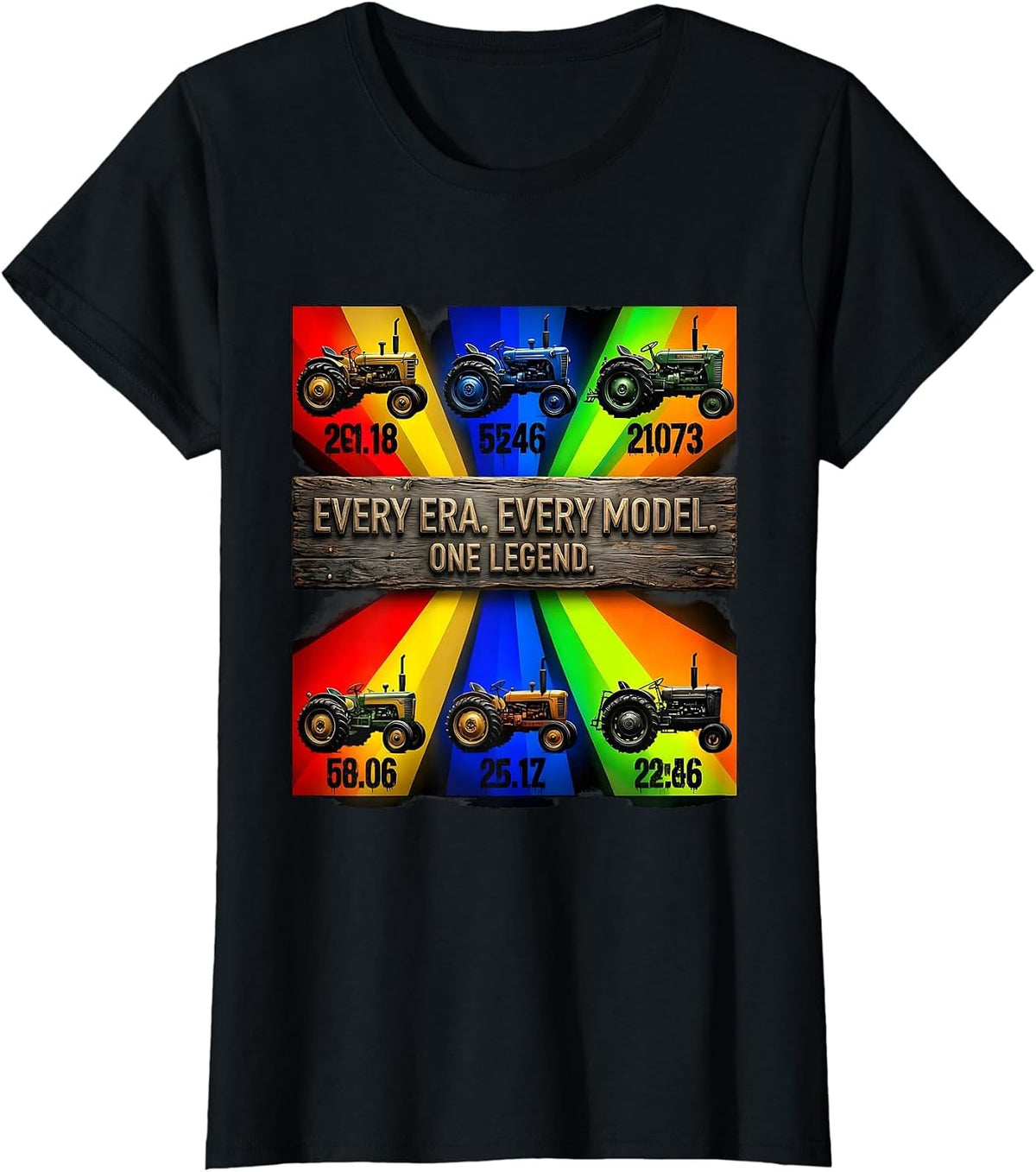 Every Era Every Model One Legend Vintage Tractor Grid T-Shirt - Black