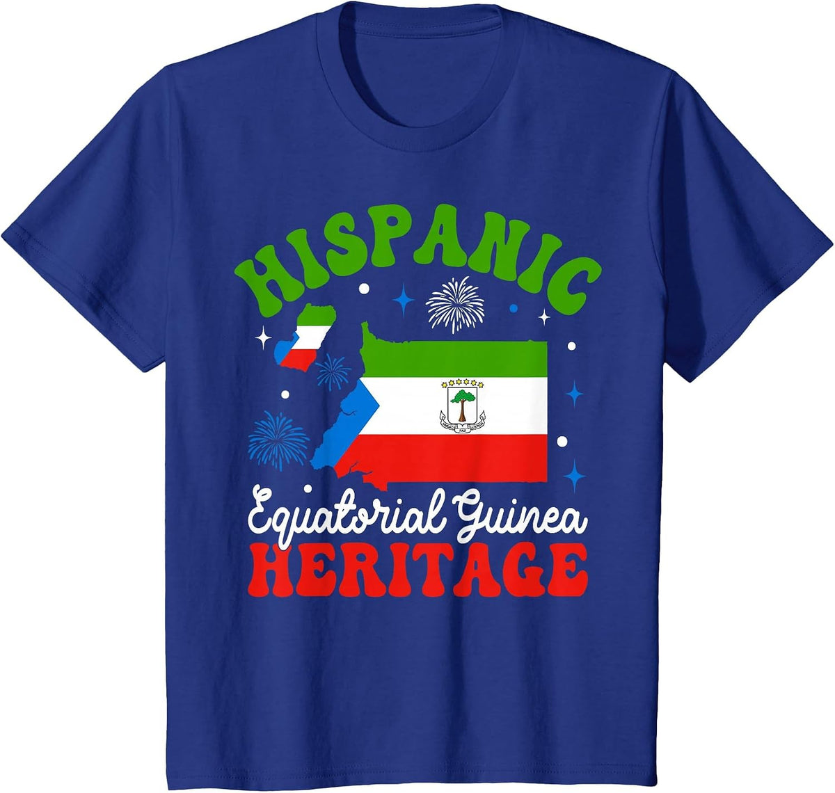 Equatorial Guinea Pride Flag Hispanic Heritage Month T-Shirt - Royal Blue