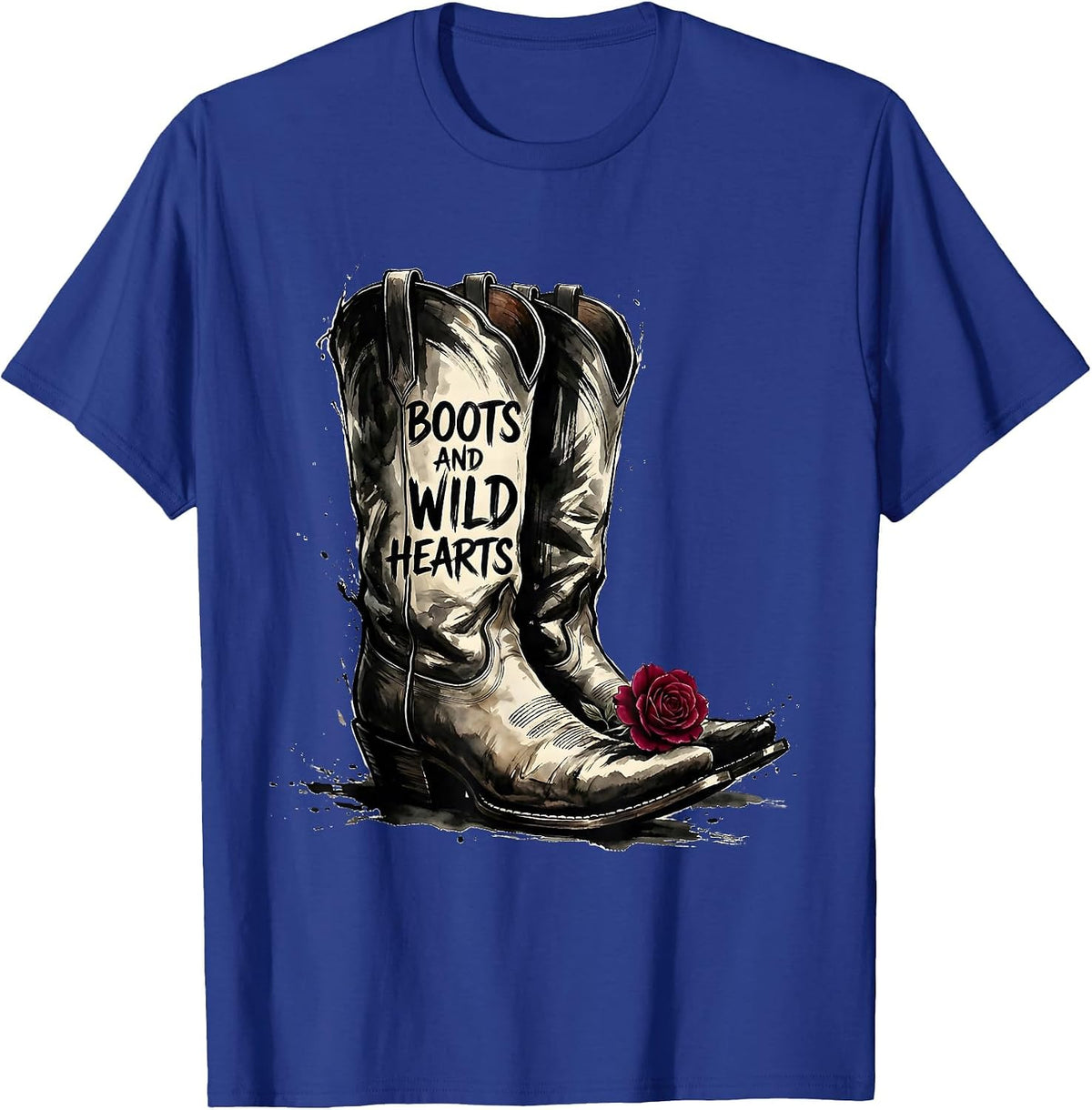 Men's Boots and Wild Hearts Girls Western Design T-Shirt - Royal Blue