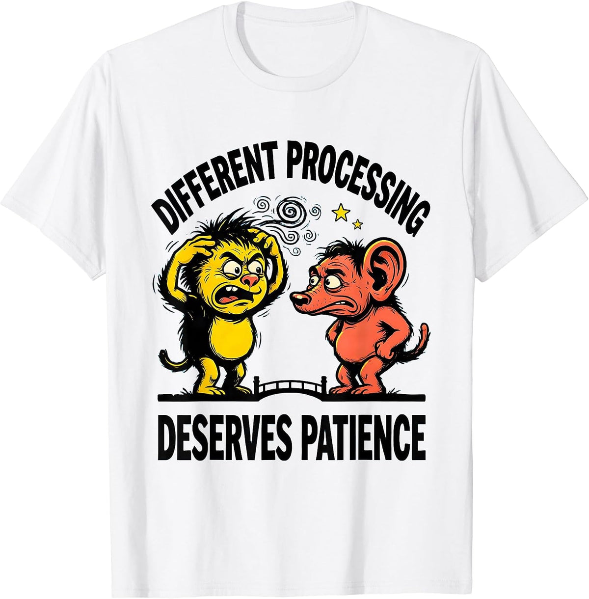 Men's Different Processing Deserves Patience Funny Autistic ADHD T-Shirt - White