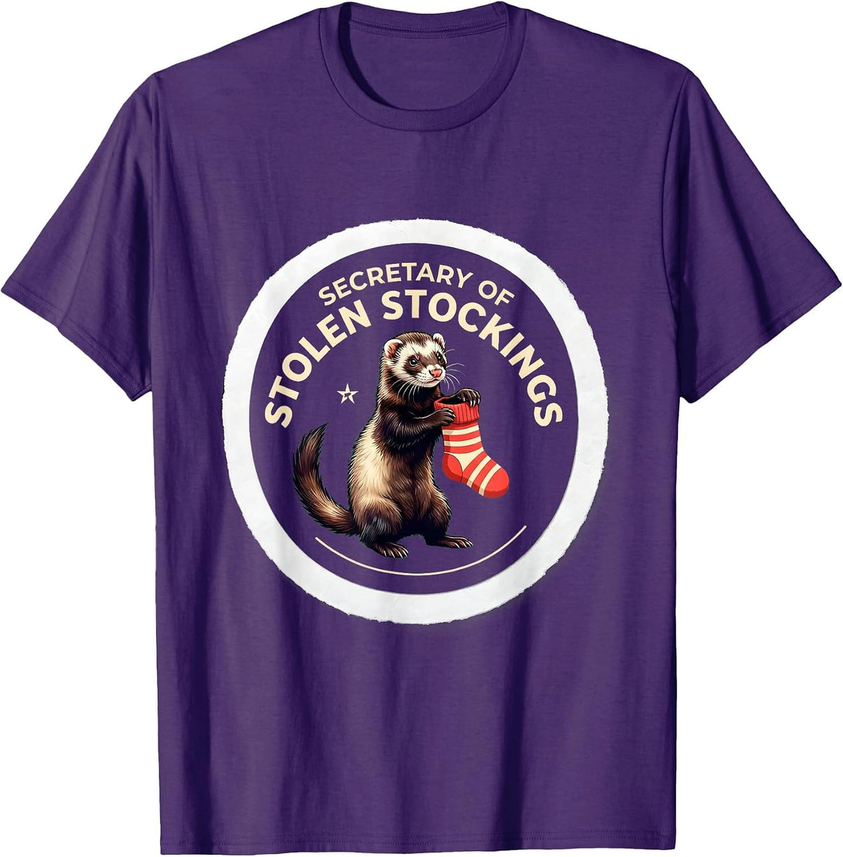 Men's Secretary Of Stolen Stockings Funny Ferret Lover Christmas T-Shirt - Purple