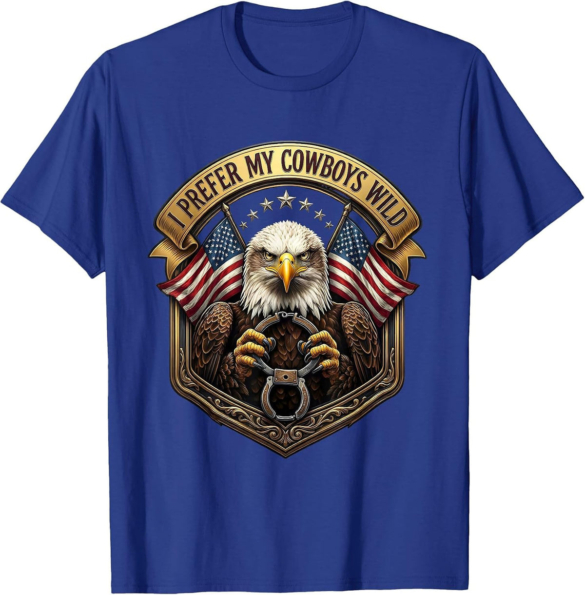 I Prefer My Cowboys Wild Western Design T-Shirt - Royal Blue