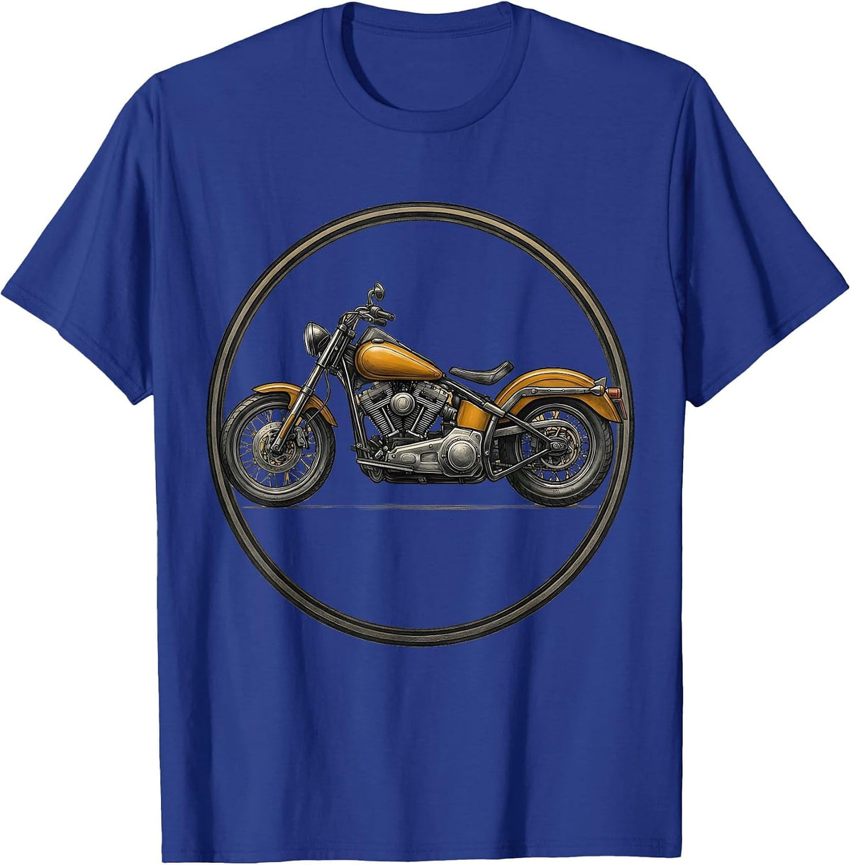 Lone Biker Desert Highway Motorcycle Graphic T-Shirt - Royal Blue