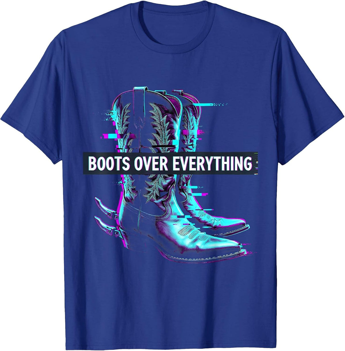 Men's Boots Over Everything Western Cowboy Design T-Shirt - Royal Blue