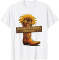 She Wears Boots Proudly Girls Western Design T-Shirt - White