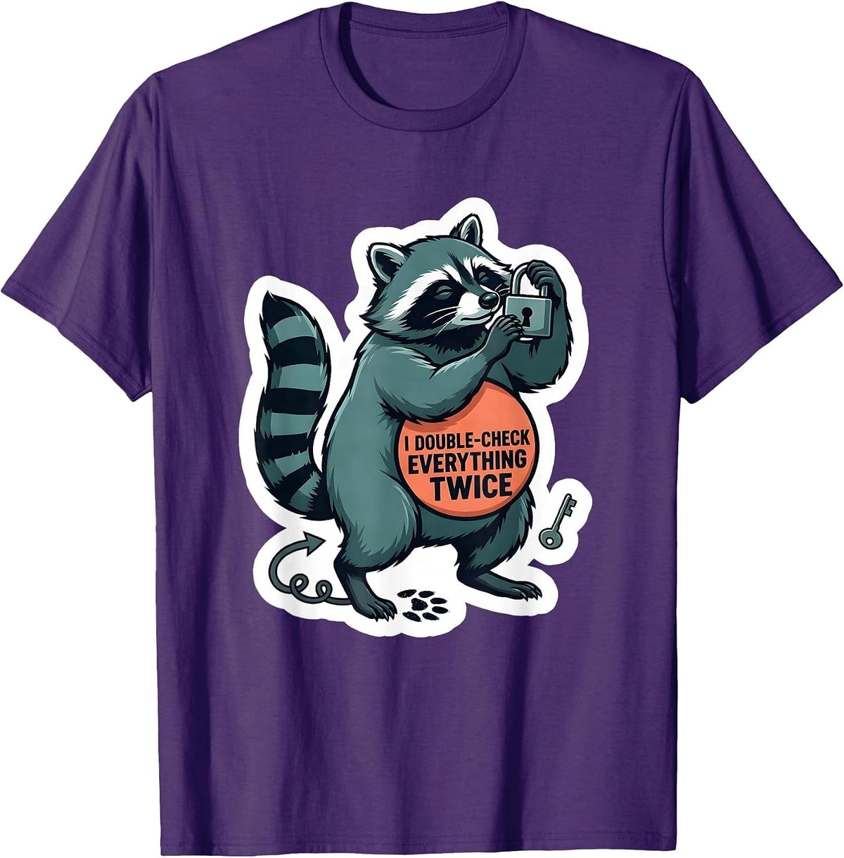 Men's I Double-Check Everything Twice Neurodivergent Humor T-Shirt - Purple