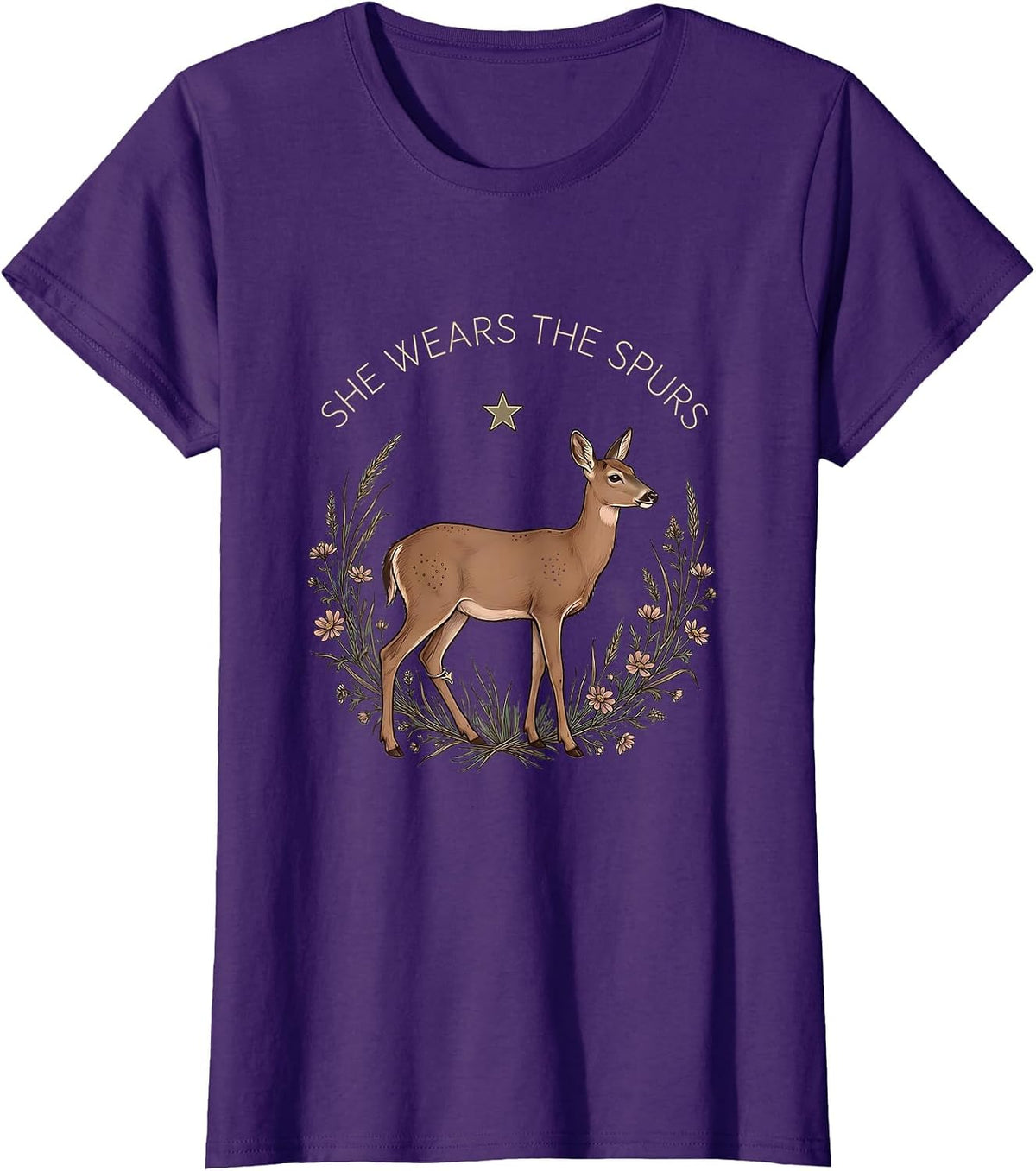 Women's She Wears The Spurs Girls Cowgirl Design T-Shirt - Purple