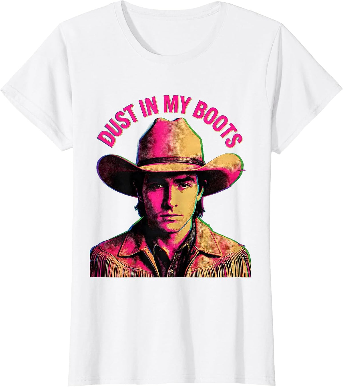 Dust In My Boots White Cowgirl Western Design T-Shirt - White