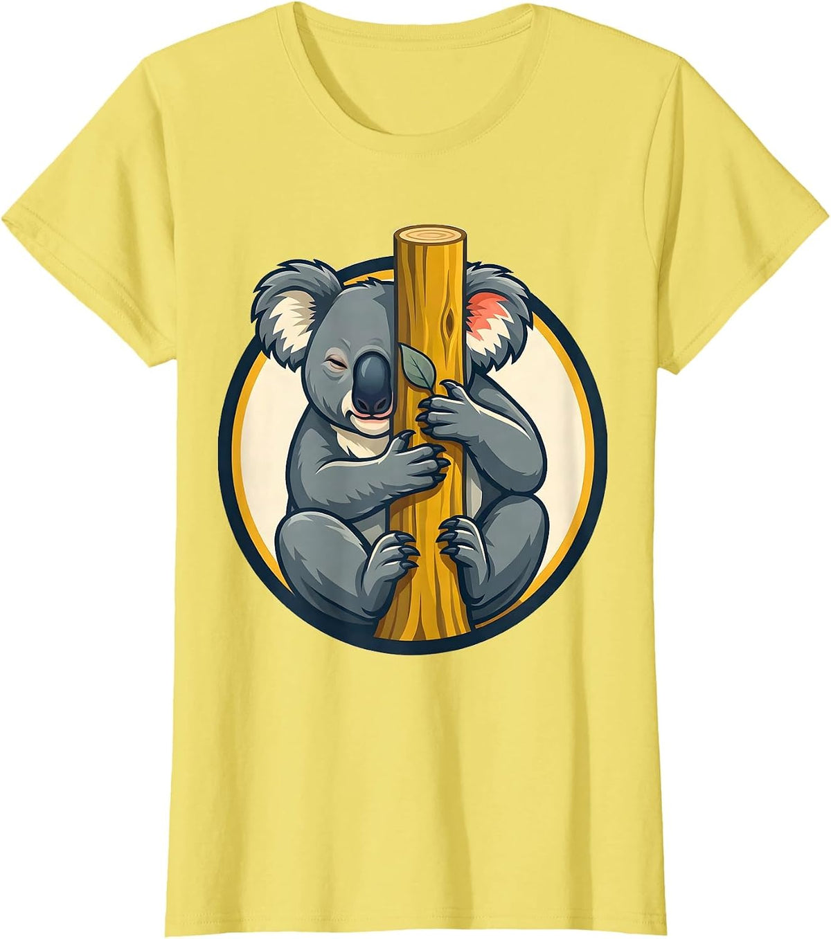Koala Tree Hugger Cute Animal Lover Humor T-Shirt - Lemon Yellow