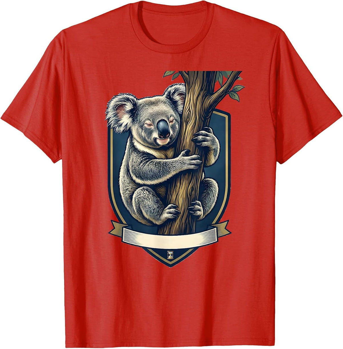 Men's Koala Emblem Cute Animal Lover Playful Humor T-Shirt - Red