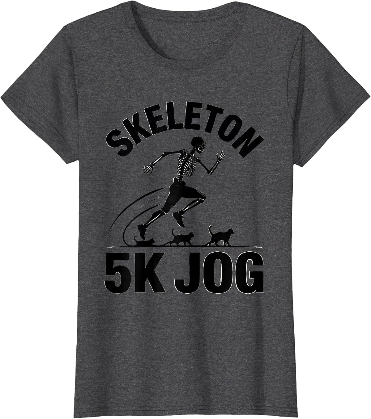 Women's Skeleton 5K Jog Funny Halloween Runner Costume Race Matching T-Shirt - Dark Heather Grey