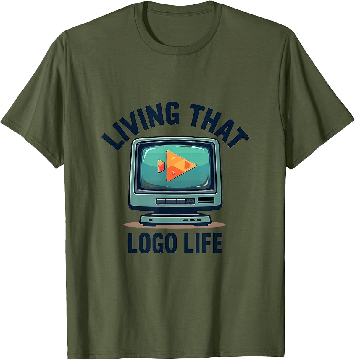 Living That Logo Life Graphic Design T-Shirt - Olive Green