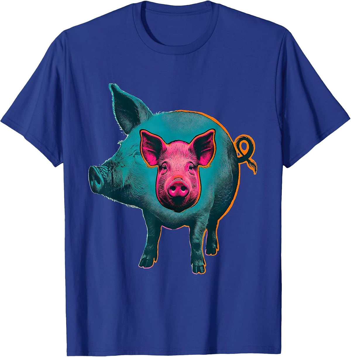 Pig Silhouette Farm Animal Lover Humor Casual T-Shirt - Royal Blue