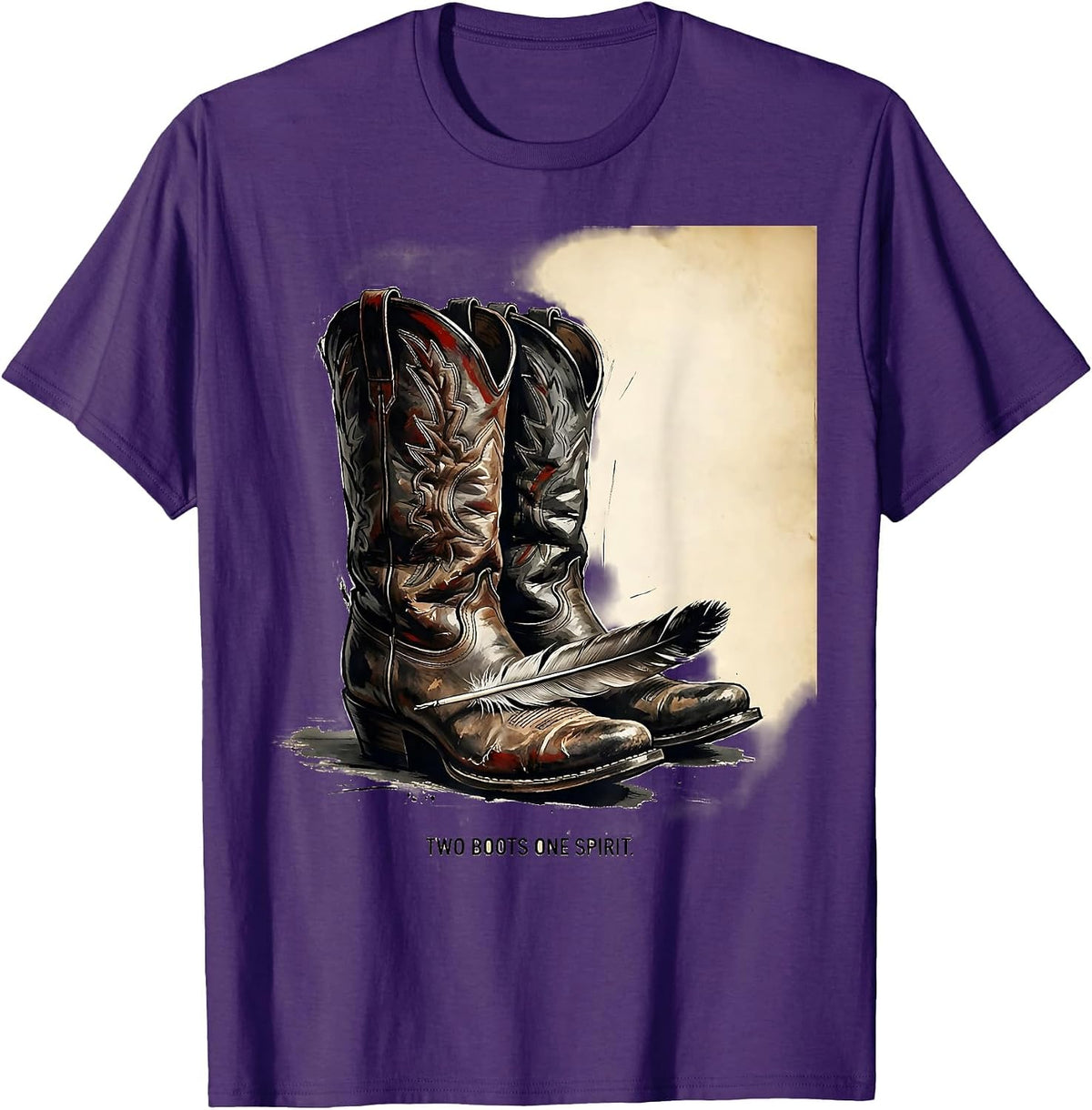 Men's Two Boots One Spirit Cowgirl Design T-Shirt - Purple