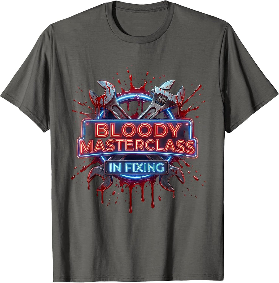Bloody Masterclass In Fixing Graphic Design T-Shirt - Asphalt Grey