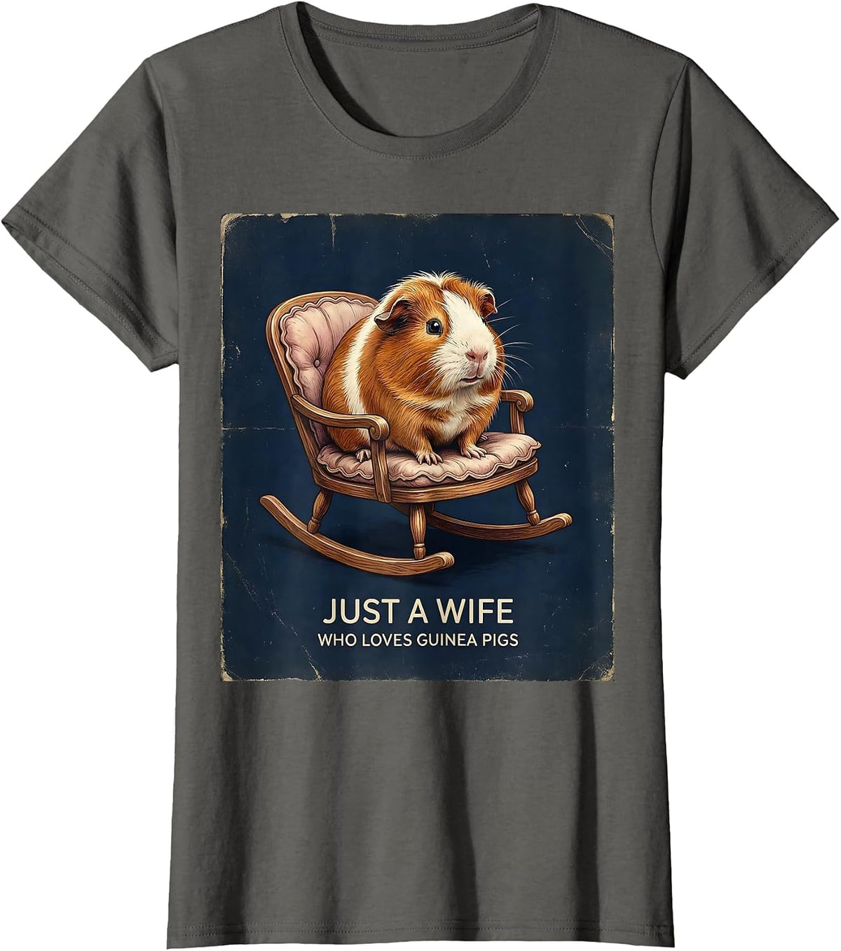 Women's Just A Wife Who Loves Guinea Pigs Vintage Guinea Pig Lover T-Shirt - Asphalt Grey