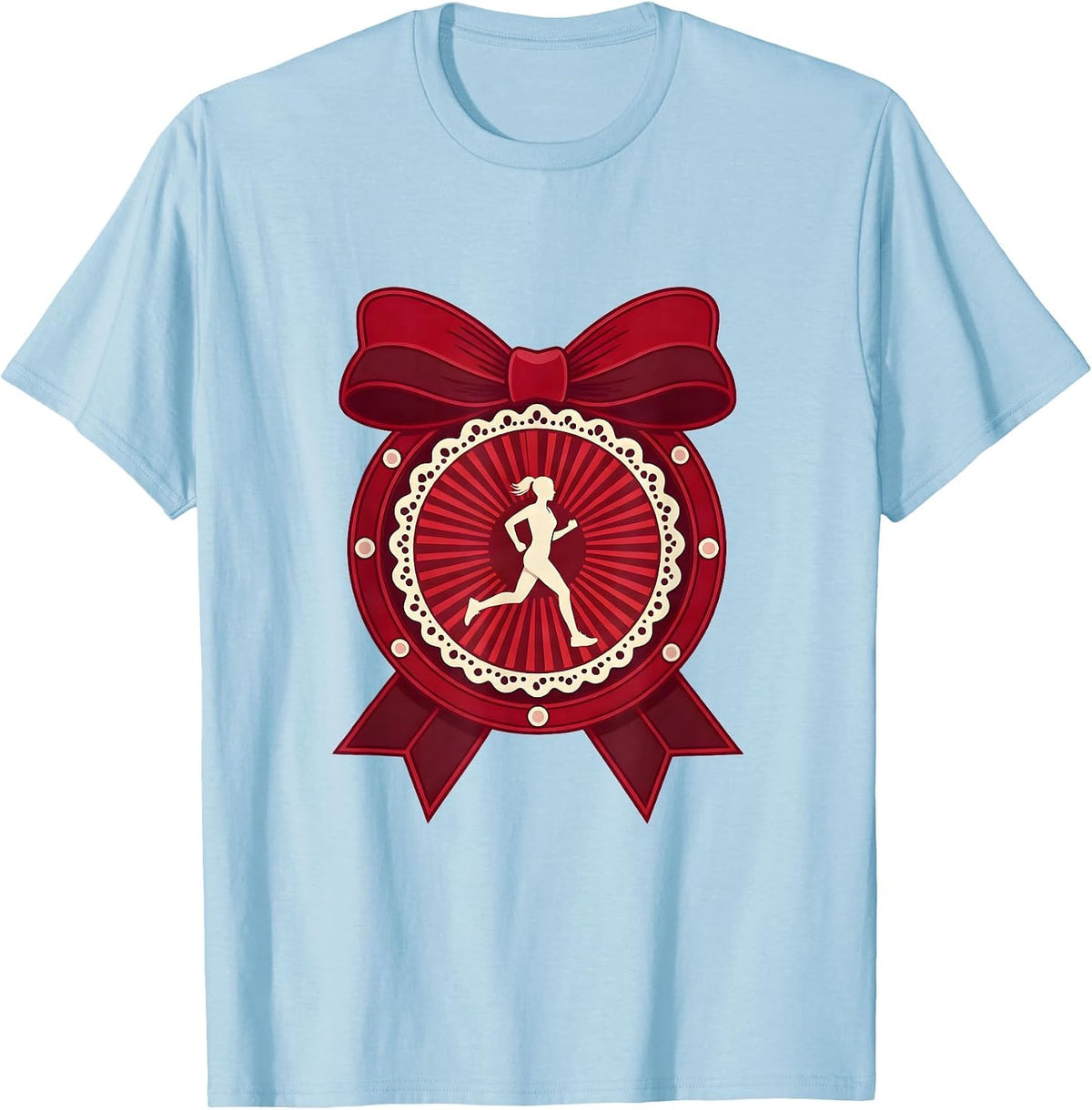 Men's Runner Silhouette Sun Circle Athleisure Design T-Shirt - Baby Blue