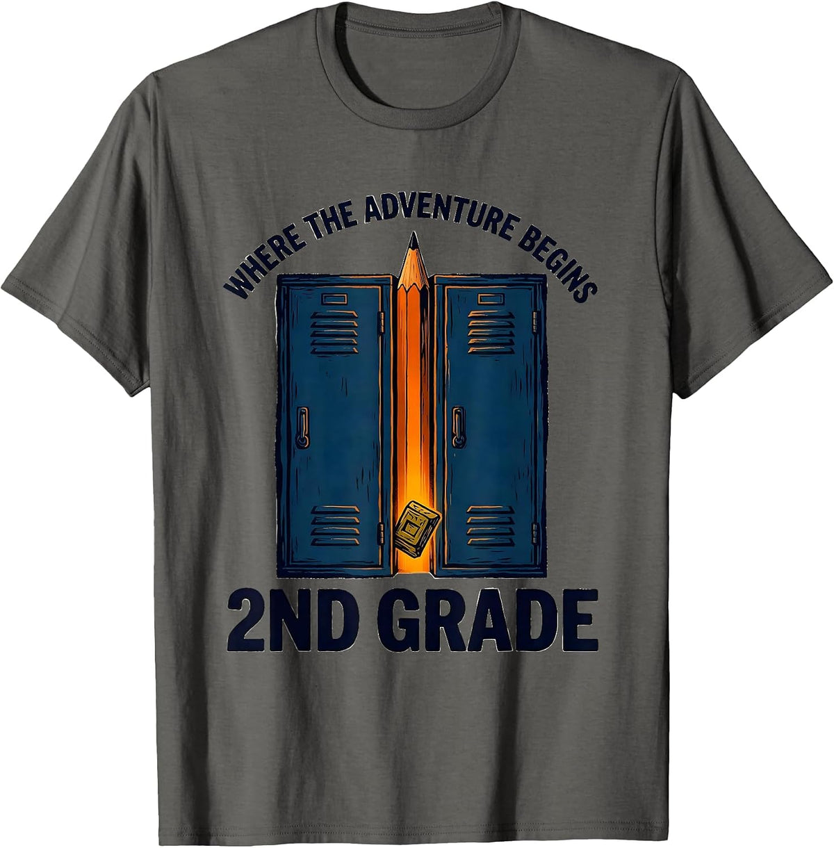 Where The Adventure Begins 2nd Grade Teacher Back To School T-Shirt - Asphalt Grey