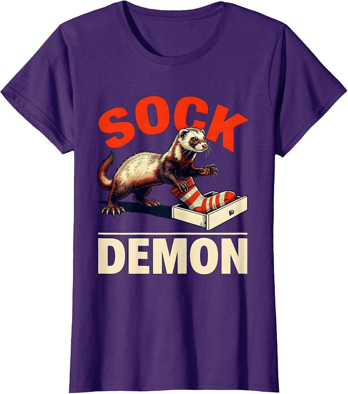 Women's Sock Demon Funny Ferret Lover Gift T-Shirt - Purple