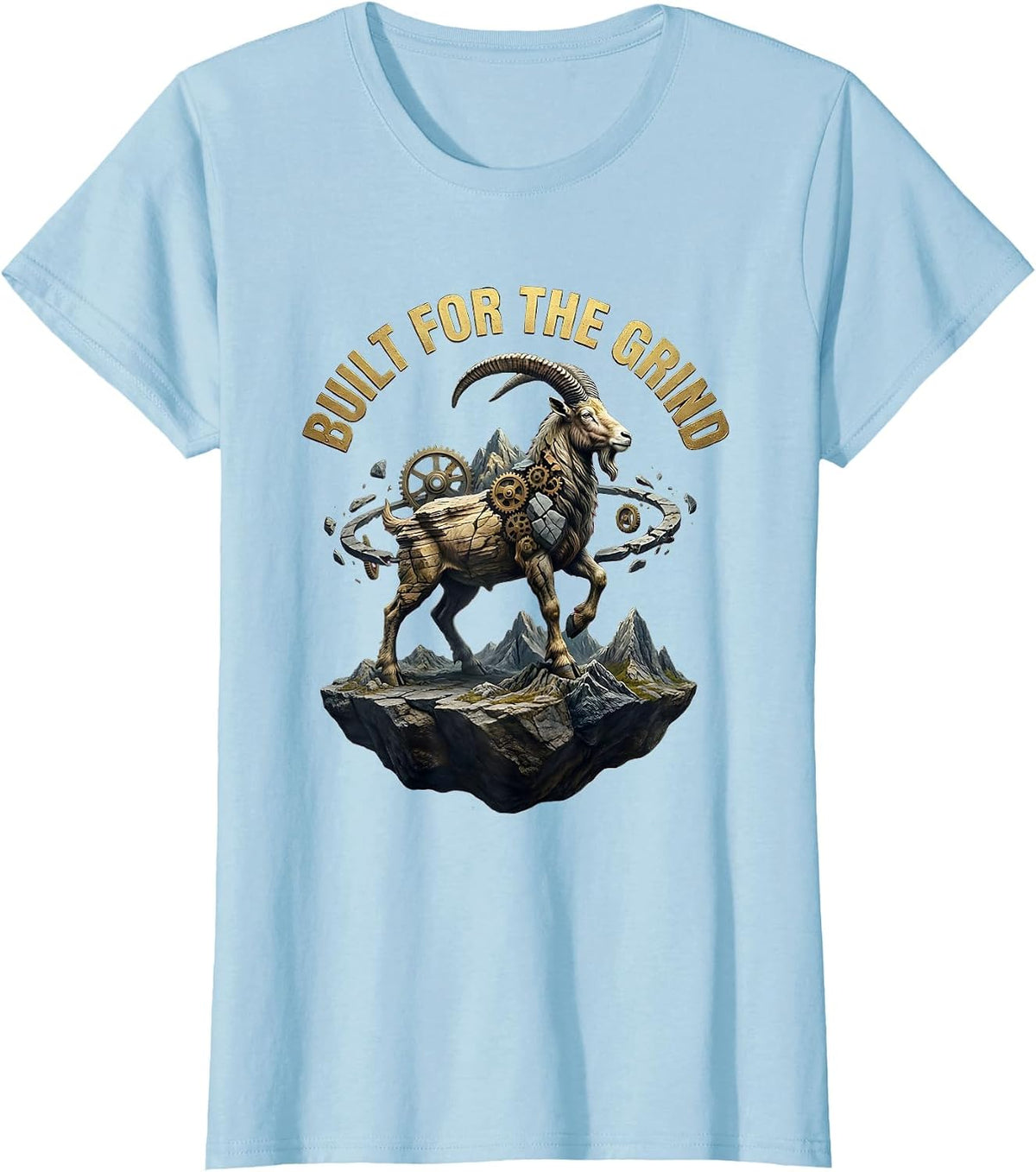 Capricorn Built for the Grind Zodiac Design T-Shirt - Baby Blue