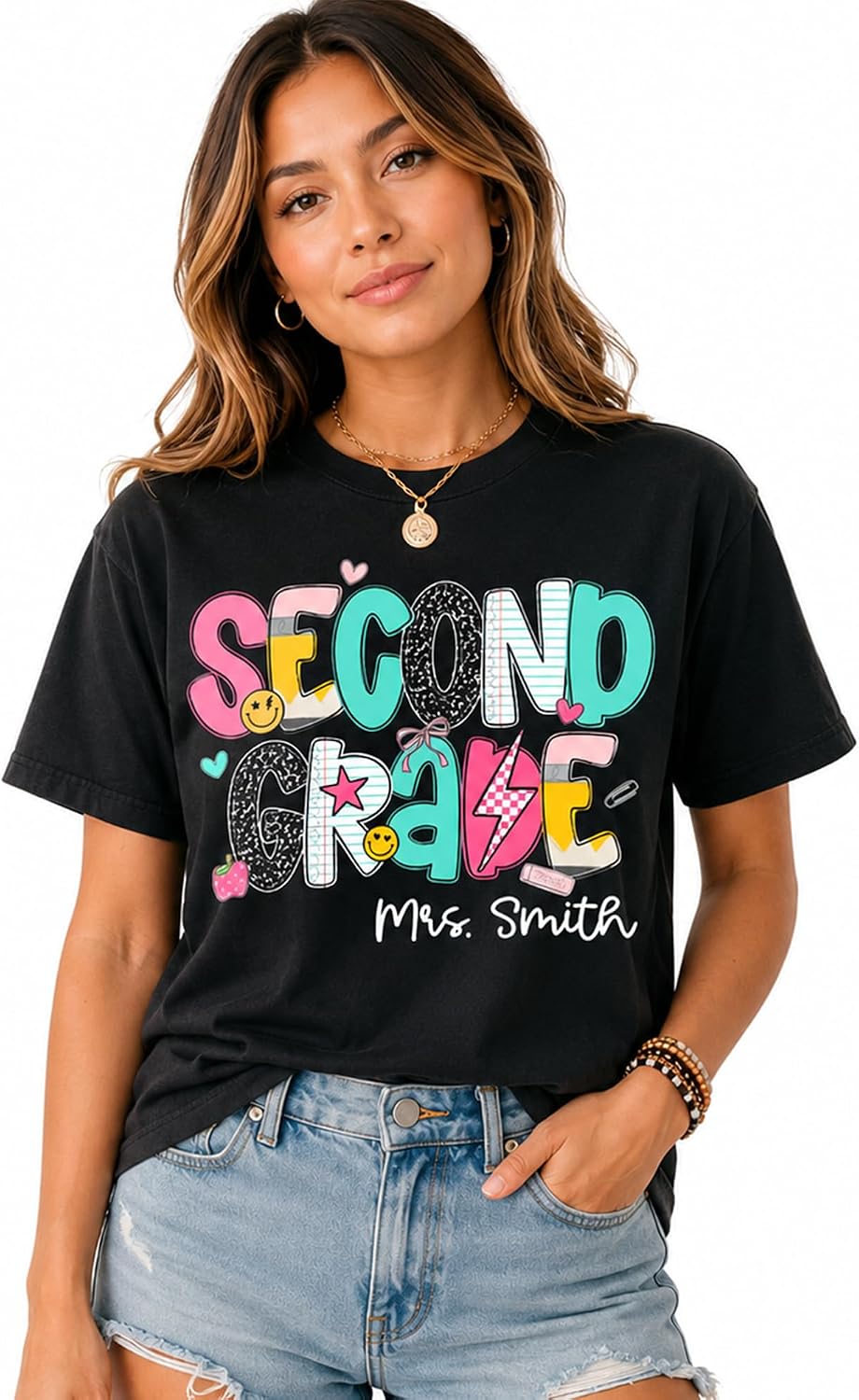 Personalized Second Grade Teacher Shirt, Custom 2nd Grade Educator Tee, Back to School Apparel, Classroom Team Gift - Second