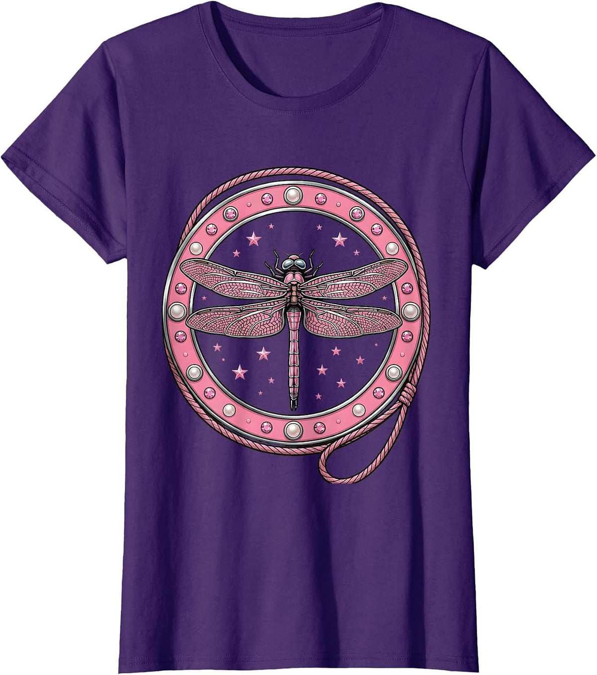 Women's Dragonfly Wings Tire Tread Motorcycle Design T-Shirt - Purple