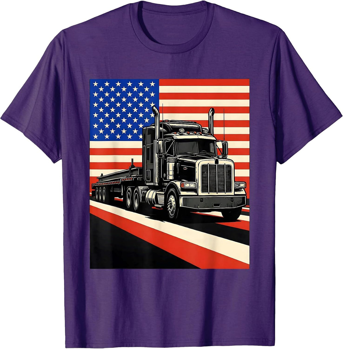 Tractor Flag American Flag Trucker Patriotic Pride T-Shirt - Purple