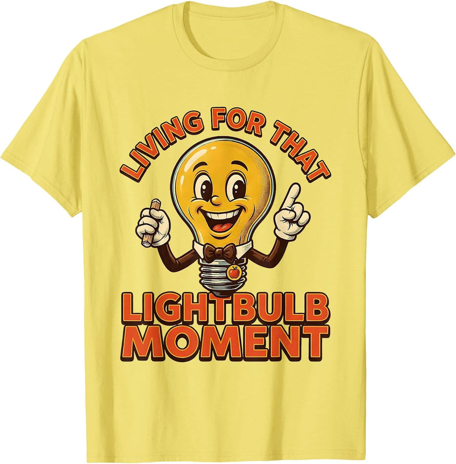Men's Living for That Lightbulb Moment Teacher Design T-Shirt - Lemon Yellow
